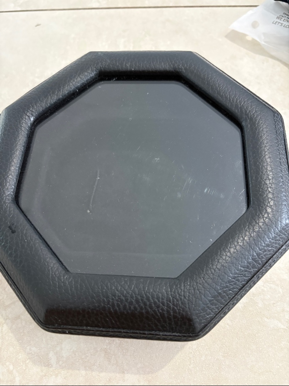 Stefano Ricci Black Octagonal Leatherette Jewelry Box with Silver Logo